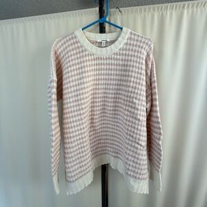 Splendid Pink and White Striped Crew Neck Sweater